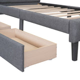 Twin Size Upholstered Platform Bed with 2 Drawers, Gray WF298240AAE