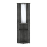 Nashville Corner Bar Cabinet Unit with Wine Glass Rack and Lower Cabinet, Smokey Oak B097P167444