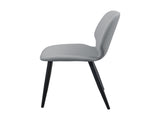 Light Grey Leather Dining Chair with Metal Legs, Shell Shape Upholstered Chair Set of 2 for Kitchen, T3967P484971