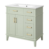 30" Bathroom Vanity with Ceramic Sink, Modern Storage Cabinet with Soft-Close Doors, Deep Drawer & N729P276610F