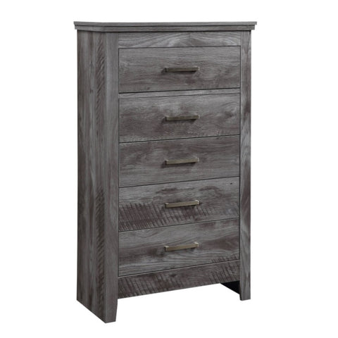 ZUN Rustic Grey Oak 5-drawer Chest B062P181348