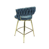 26" Bar Chair Suede Woven Bar Stool Set of 2,Golden legs Barstools No Adjustable Kitchen Island W2189132047
