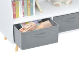 4 Cube Kids Bookcase & Toy Storage Organizer with 3 Fabric Drawers for Playroom Storage,Gray 99608444