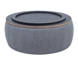 Round Storage Ottoman, 2 in 1 Function, Work as End table and Ottoman, Dark Grey W48735178