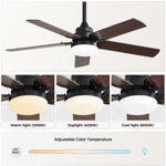 ZUN Low Profile 42 Inch Ceiling Fan 5 Blades Noiseless Reversible Dc Motor Remote Control With Led Light W934P145919