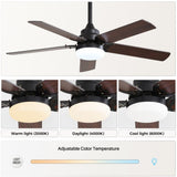 ZUN Low Profile 42 Inch Ceiling Fan 5 Blades Noiseless Reversible Dc Motor Remote Control With Led Light W934P145919