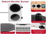 Portable Infrared Dual Hot Plate - 2 Burners for Simultaneous Cooking, 302-1022 Stepless Temp, 29029564