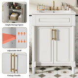 24" Vanity with Integrated Ceramic Sink, Cabinet with 2 Doors, Single Sink N710P277711K