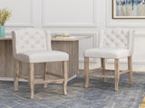 26.78'' seat height Vienna Contemporary Fabric Tufted Wingback Counter Stools, Set of 2, Beige N780P416105B