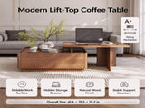 Luxury Walnut Wood Square Coffee Table with Large Hidden Storage, Expandable Tabletop Center Table W5909P533839