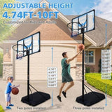 Basketball Hoop Adjustable Height 4.74-10 FT, Portable Basketball Stand for Outdoor&Indoor W2031P281101