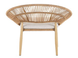 Cyril Outdoor Wicker Papasan Style Dining Chair, Teak Finished Leg and Light Brown Faux Rattan, N775P271975B