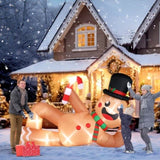 ZUN 9.8 FT Lighted Christmas Inflatable Decoration, Large Inflatable Lying Gingerbread Man, Funny Blow 56334882