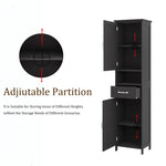 ZUN Double Door Narrow Height Slim Floor Standing Cabinet with 2 Adjustable Shelves-Black W282P171953