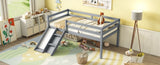 ZUN Twin Low Loft Bed with Slide, Ladder, Safety Guardrails, No Box Spring Needed,Grey 87862463