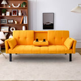 70-inch multi-functional cotton and linen sofa bed foldable cup holder side storage, instantly W3371P337202