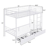 Twin Over Twin Convertible Bunk Bed with 2 Storage Drawers, Metal Bunk Bed Can be 65723139