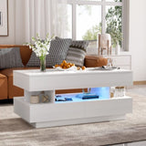 U-Can Lift-Top Coffee Table with 2 Drawers, Modern Coffee Table with Adequate Hidden Compartment, N724P290058K