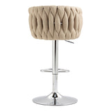 360&deg Fabric cover Swivel Bar Stools Set of 2, Adjustable Counter Height Bar Chairs with Woven 94403667