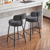 Modern Swivel Bar Stools Set of 2, Boucle Upholstered Counter Height Bar Chairs with Metal Legs & W1901P264273
