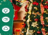 7 FT Fully Decorated Pre-lit Christmas Tree, Pop Up Artificial Xmas Tree with 200 Warm Lights Remote 00697986