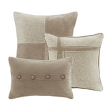 7 Piece Faux Suede Comforter Set Tan King B03597130