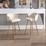 ZUN 30 Inch Set of 2 Bar Stools,with Chrome Footrest and Base Velvet + Golden Leg Simple Bar Stool,CREAM 72374423