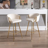 30 Inch Set of 2 Bar Stools,with Chrome Footrest and Base Velvet Golden Leg Simple Bar Stool,CREAM 72374423