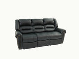 Plush Relax 1pc Manual Motion Sofa Only Black Color Bonded Leather 3-Seat Couch Armrest Cushion B011P205577