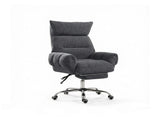 Wide Seat Reclining Office Chair with Flip-Up Armrests & Footrest, Dark Gray 84743876