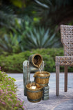 10.4x9.4x19.1" Decorative 3 Tier Bucket Fountain with Lights and Pump, Brown W2078P178869