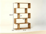 5-Tier S-Shaped Geometric Bookshelf, Modern Z-Shelf Bookcase with Anti-Tip Kits, Freestanding 26719101