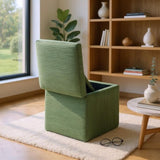 Green Corduroy Storage Ottoman with Rubber Feet Compact Soft Cube Seat, 424244cm 02282041