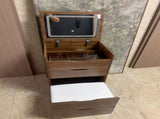 (Walnut) 3 in 1 Vanity Desk with Plip Top Mirror,Small Make Up Vanity Set with Visible Glass 85966326