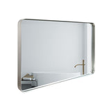 40x30inch Brushed Silver Rounded Corner Rectangle Mirror For Wall Metal Frame Wall Mounted W2091126976