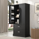 ZUN Tall Bathroom Storage Cabinet, Cabinet with Two Doors and Drawers, Adjustable Shelf, MDF Board, N725P178675B