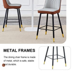 ZUN Modern Two-Tone PU Bar Stool - Brown Light Gray spliced chairs With Gold Decorated Legs.Brown W1151P211976