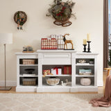 Media Console Table with Large Storage Cabinet, Modern TV Media Entertaionment Stand, White, W1758P252336