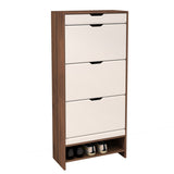 ZUN 3 Tier Shoe Storage Cabinet with Draders for Entryways,Bedroom,Flip Door Design Shoe Cabinet W760102877