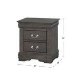 Solid Pine Nightstand with 2 Drawers, Dark Gray B016P261428
