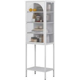 Metal Glass Door Display Storage Cabinet - 5-Tier Cube Bookshelf Storage Cabinet with 3 Adjustable W2735P186328