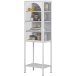 ZUN Metal Glass Door Display Storage Cabinet - 5-Tier Cube Bookshelf Storage Cabinet with 3 Adjustable W2735P186328