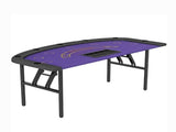 72" Foldable Poker Table, Casino-Grade Felt Surface with 8 Cup Holders, Seats 8 Players, Dark Blue 56379146