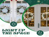 2 Pack 18in Pre-lit Snow Flocked Christmas Wreath, Lighted Artificial Xmas Wreath with 60 Warm 97206067