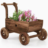 27" Decorative Wooden Wagon Cart with Handle Wheels 37746695