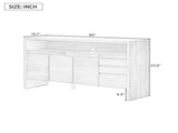 U_Style 60" 3-Door Sideboard with 3 Drawers - Modern Solid Ash Veneer MDF Sideboard, Semi-Open Shelf N711P289141V
