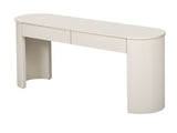 TREXM Entryway Table with Fluted Design, Modern Console Table with Storage, Oval Top and 2 Drawers N715P233435A