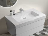 BB02-30-101, Integrated solid surface basin WITHOUT drain and faucet, glossy white color W1865107113