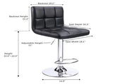 Set of 2 Bar Stools Adjustable Swivel Armless Barstools with PU Leather, Black 34198006