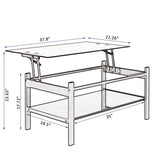 ZUN Glass Lift Top Coffee Table, Modern Simple 2-Layer Tempered Glass Coffee Table for Living Room, W2181P167972